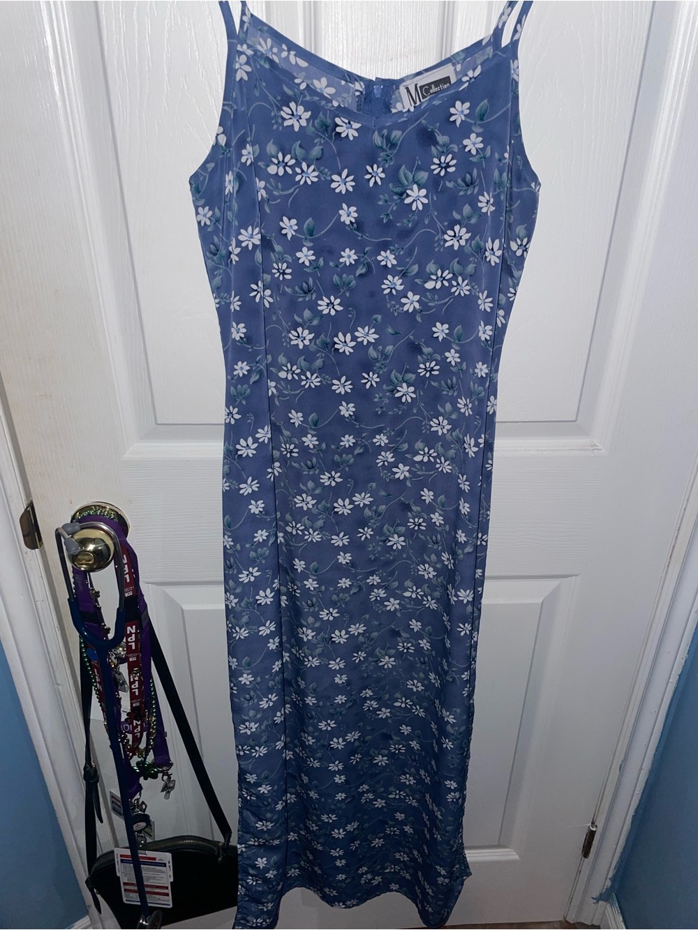 JM Collection Blue Floral Maxi Slip Dress